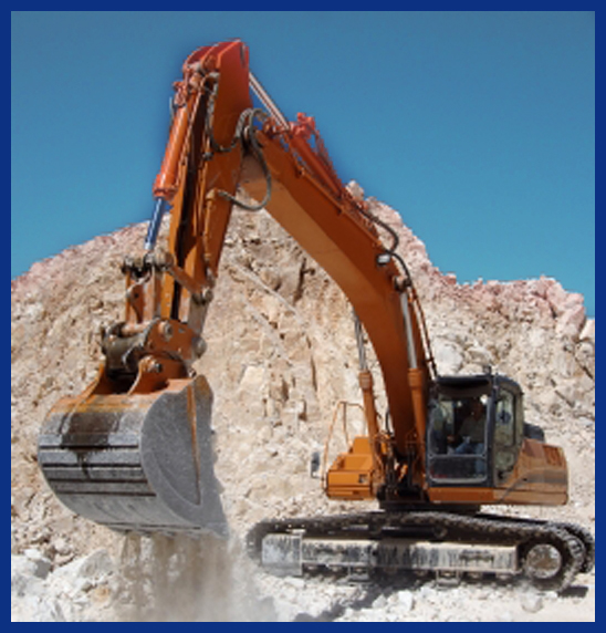 Engin de chantier en fonctionnement
